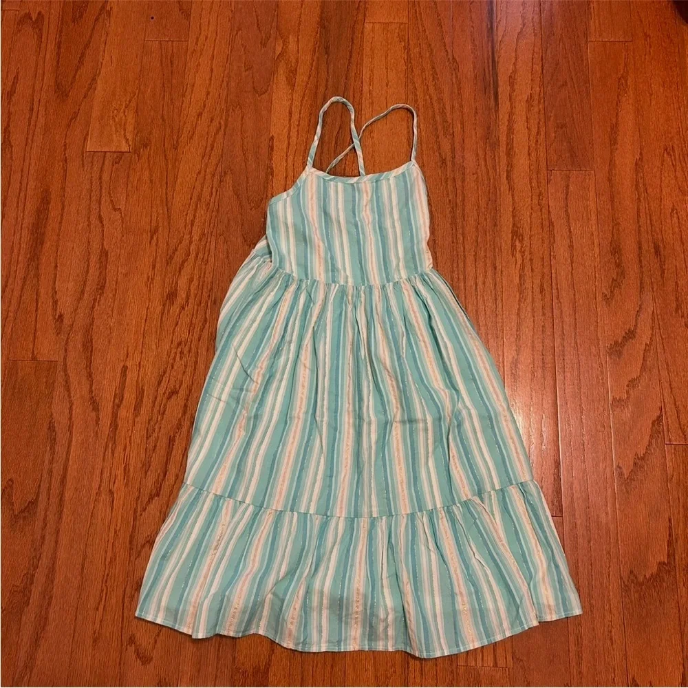 GAP Kids Striped Dress Blue White Tiered Sundress Summer Girls Size 10 NWT
